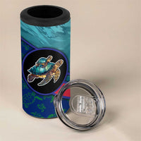 Montserrat 4 in 1 Can Cooler Tumbler with Sea Turtle Illustration Blue Underwater Ocean Design - Wonder Print Shop