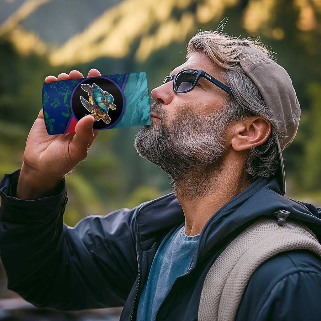 Montserrat 4 in 1 Can Cooler Tumbler with Sea Turtle Illustration Blue Underwater Ocean Design - Wonder Print Shop