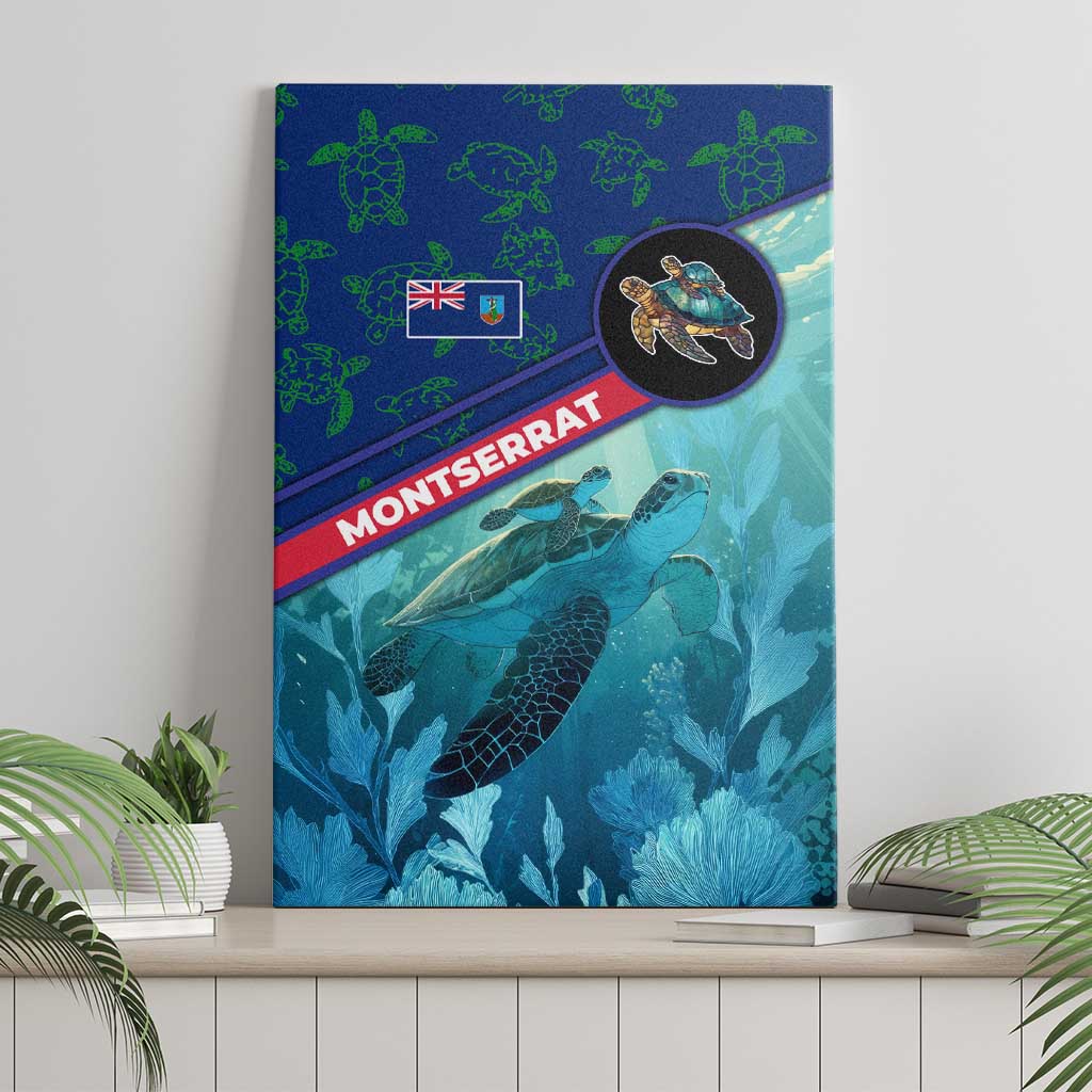 Montserrat Canvas Wall Art with Sea Turtle Illustration Blue Underwater Ocean Design - Wonder Print Shop
