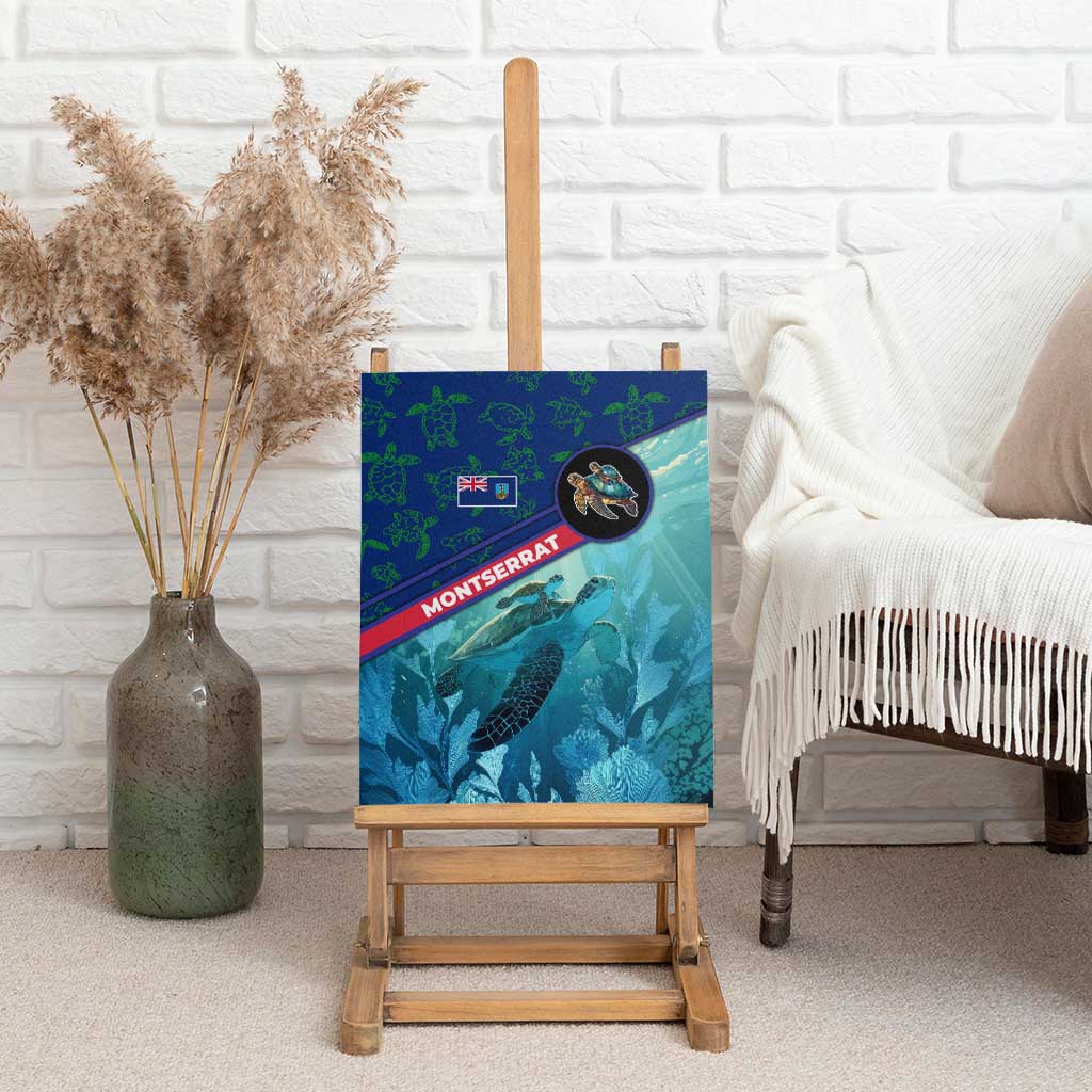 Montserrat Canvas Wall Art with Sea Turtle Illustration Blue Underwater Ocean Design - Wonder Print Shop