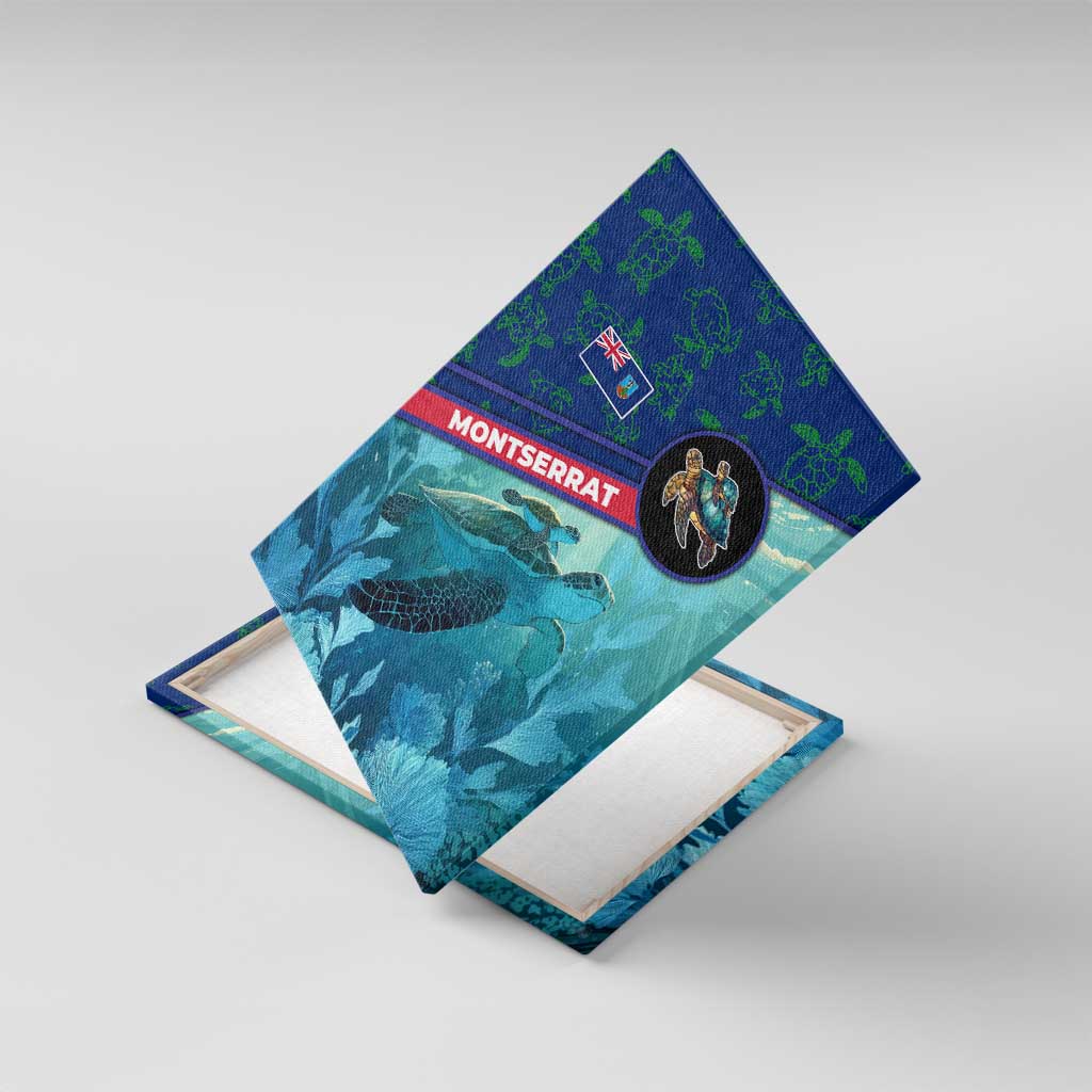 Montserrat Canvas Wall Art with Sea Turtle Illustration Blue Underwater Ocean Design - Wonder Print Shop