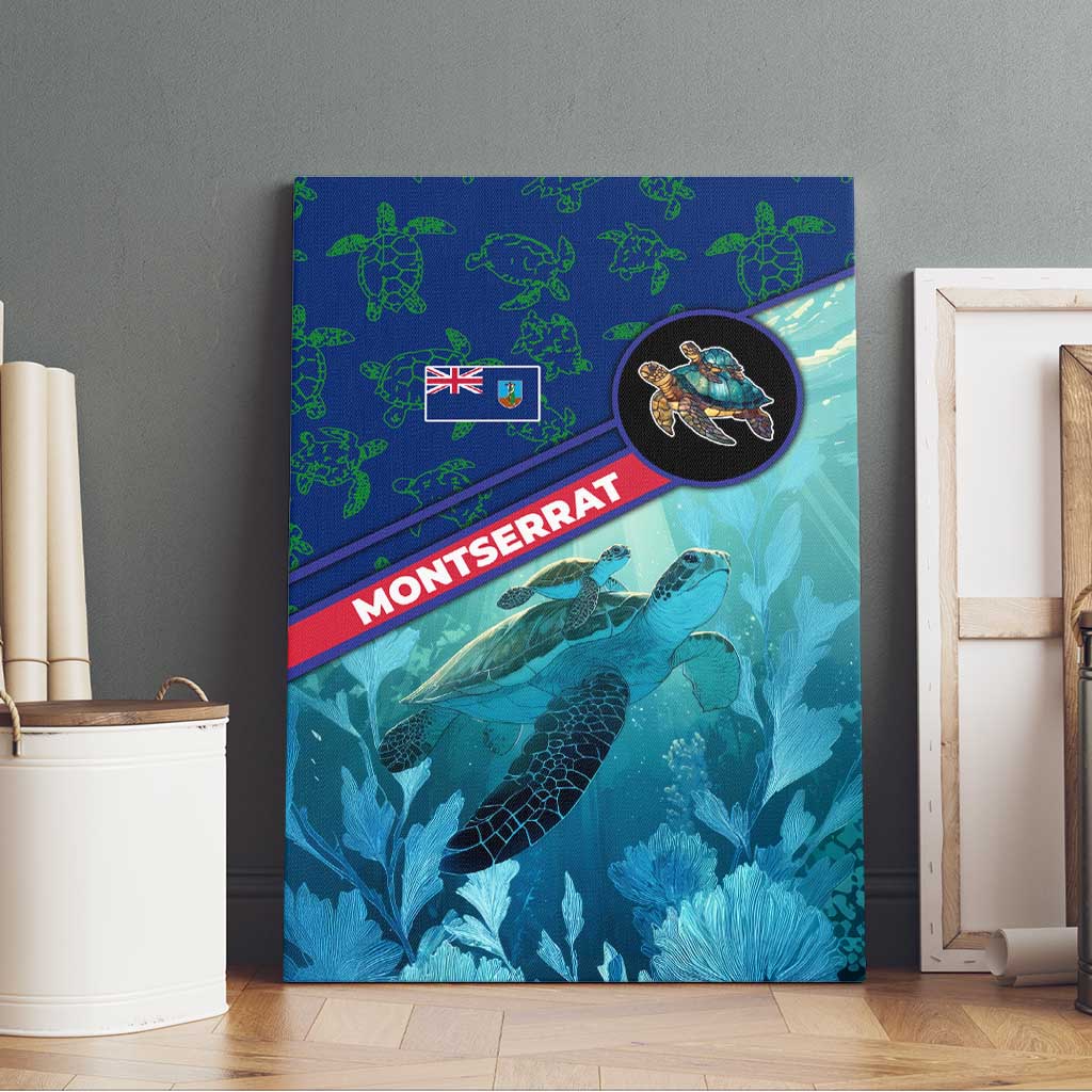 Montserrat Canvas Wall Art with Sea Turtle Illustration Blue Underwater Ocean Design - Wonder Print Shop