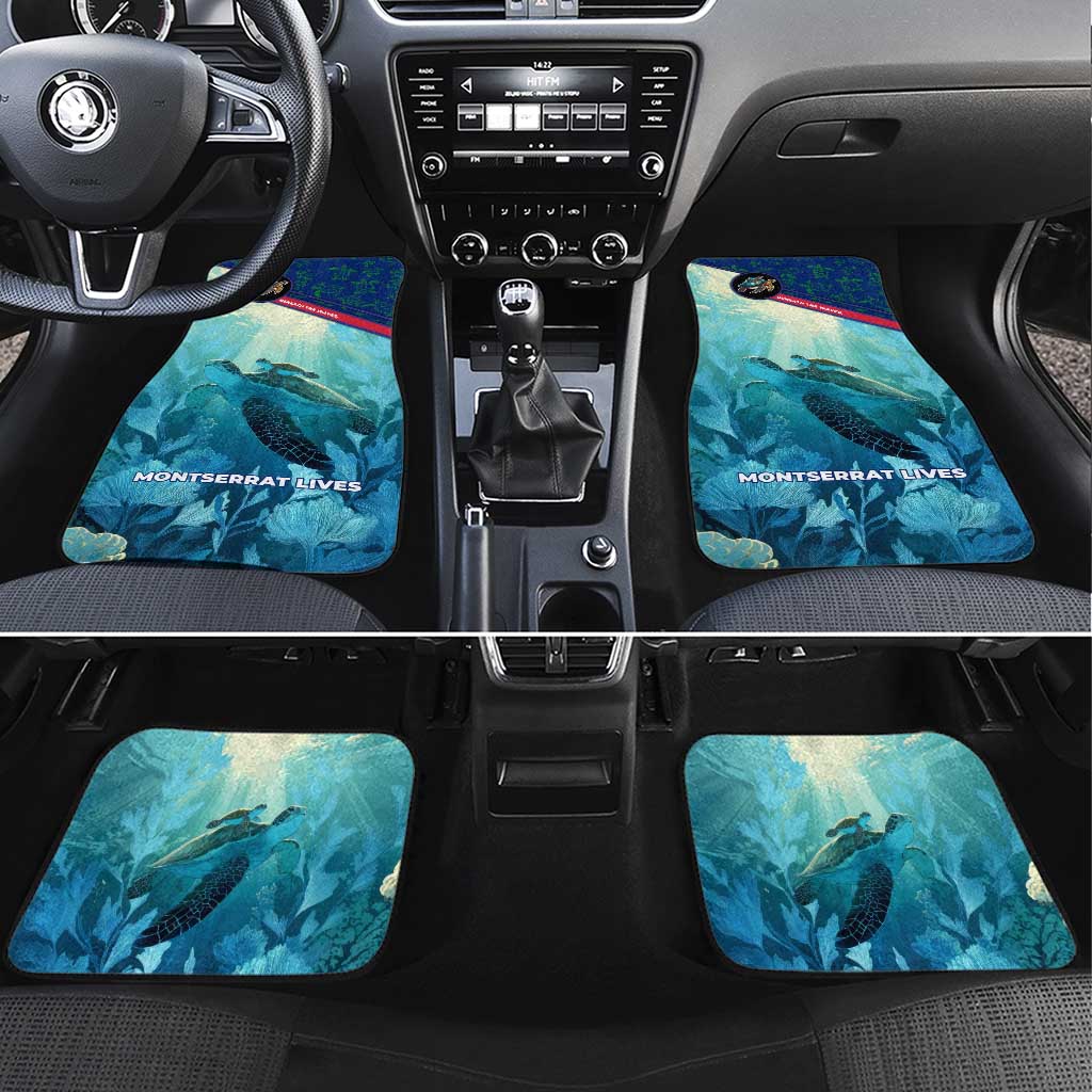 Montserrat Car Mats with Sea Turtle Illustration Blue Underwater Ocean Design - Wonder Print Shop