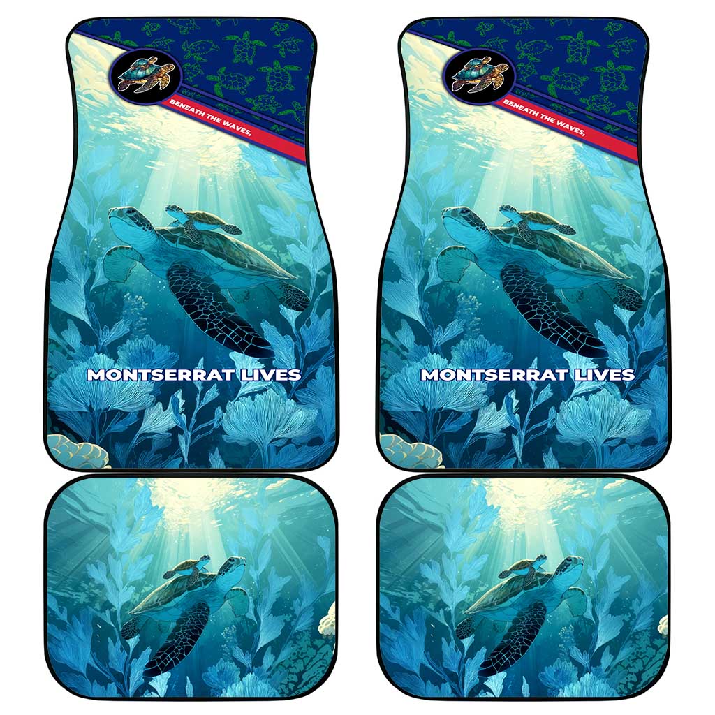 Montserrat Car Mats with Sea Turtle Illustration Blue Underwater Ocean Design - Wonder Print Shop