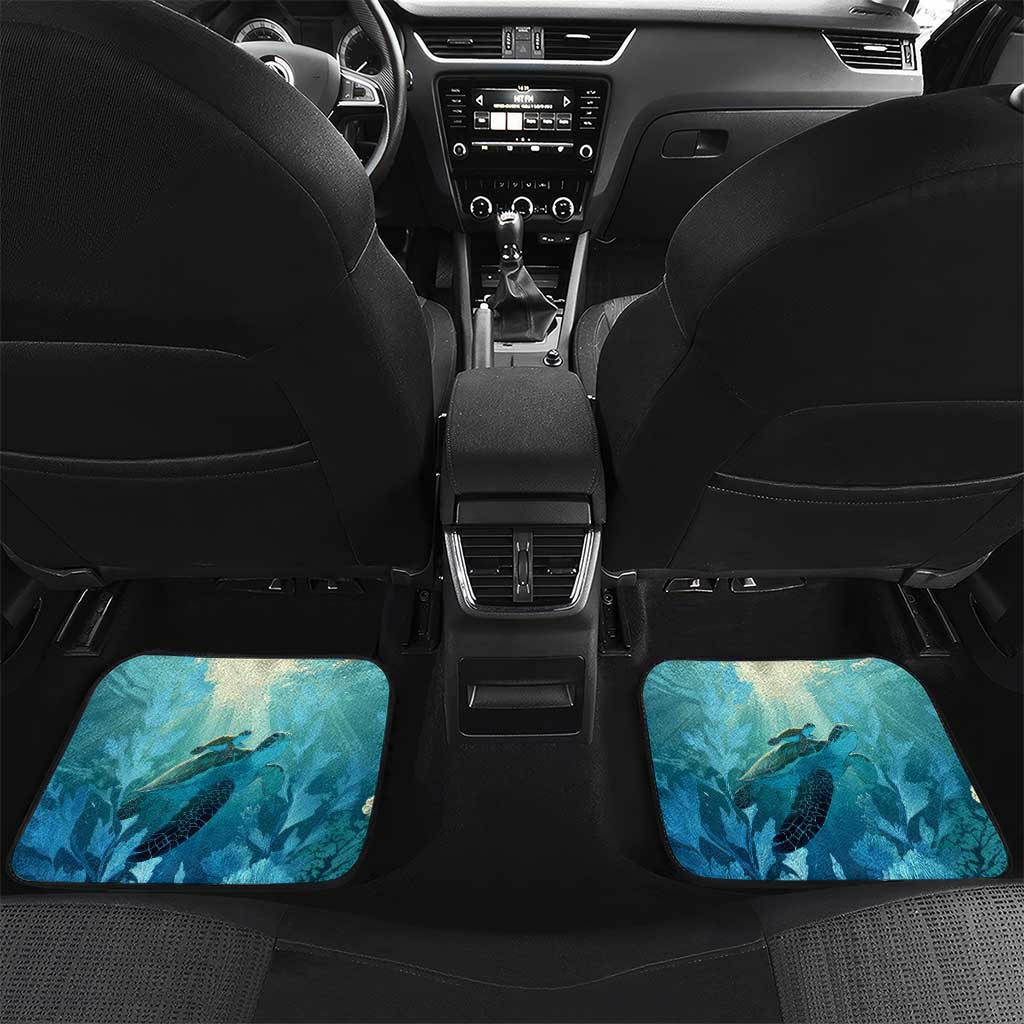 Montserrat Car Mats with Sea Turtle Illustration Blue Underwater Ocean Design - Wonder Print Shop