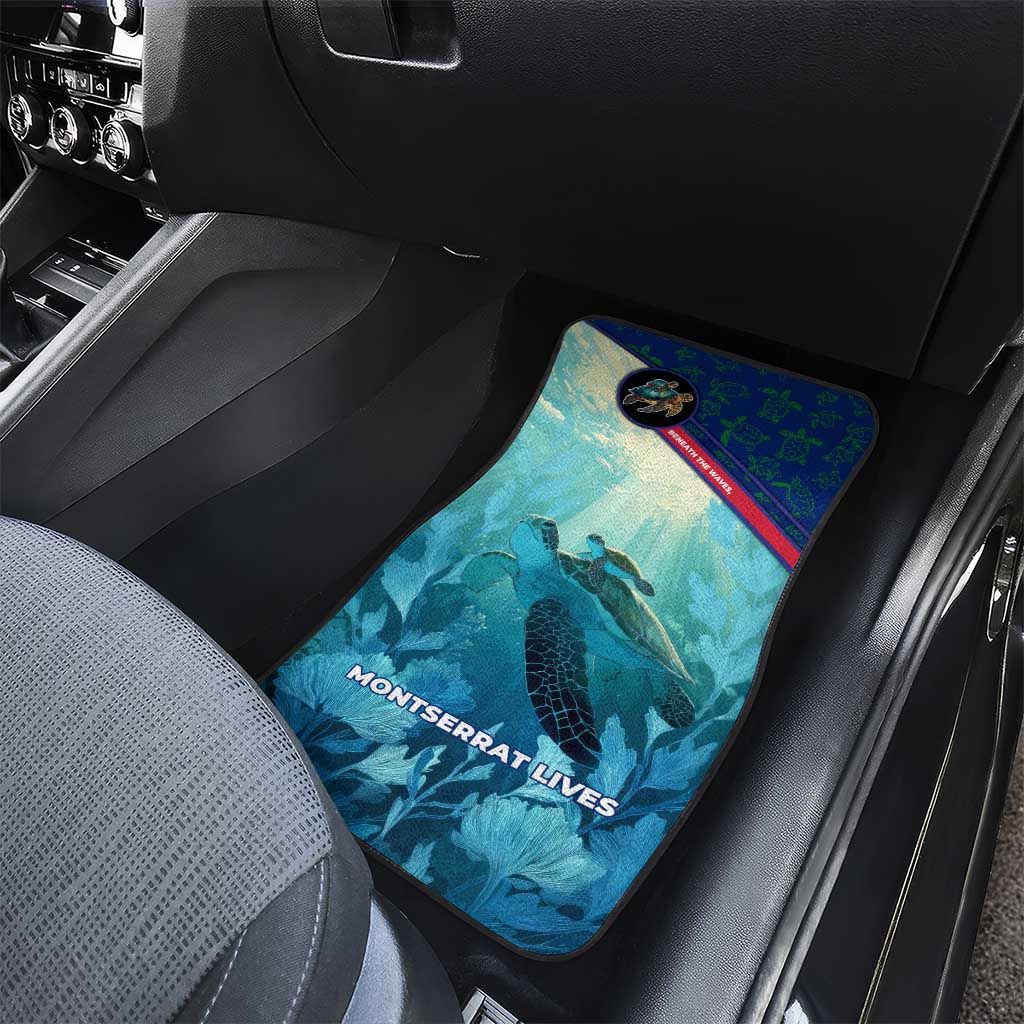 Montserrat Car Mats with Sea Turtle Illustration Blue Underwater Ocean Design - Wonder Print Shop