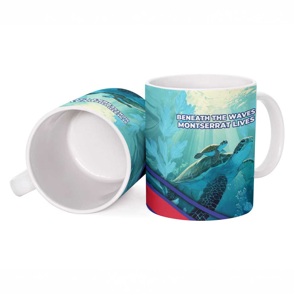 Montserrat Ceramic Mug with Sea Turtle Illustration Blue Underwater Ocean Design - Wonder Print Shop