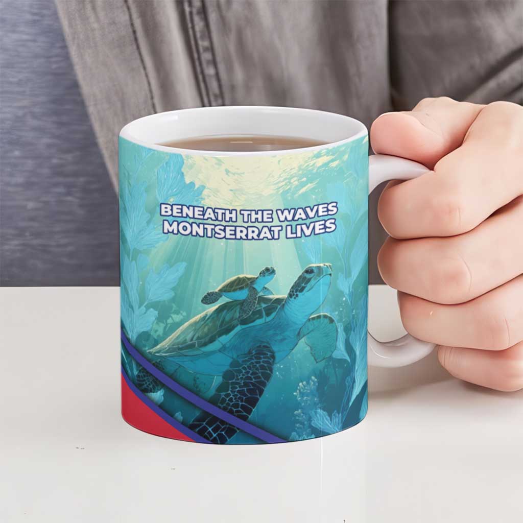 Montserrat Ceramic Mug with Sea Turtle Illustration Blue Underwater Ocean Design - Wonder Print Shop