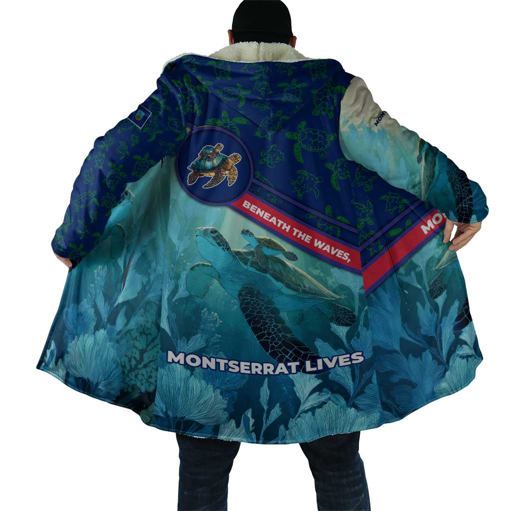 Montserrat Cloak with Sea Turtle Illustration Blue Underwater Ocean Design - Wonder Print Shop