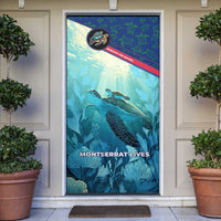 Montserrat Door Cover with Sea Turtle Illustration Blue Underwater Ocean Design - Wonder Print Shop
