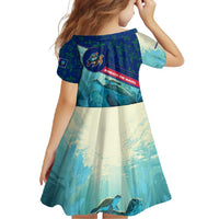 Montserrat Family Matching Mermaid Dress and Hawaiian Shirt with Sea Turtle Illustration Blue Underwater Ocean Design - Wonder Print Shop