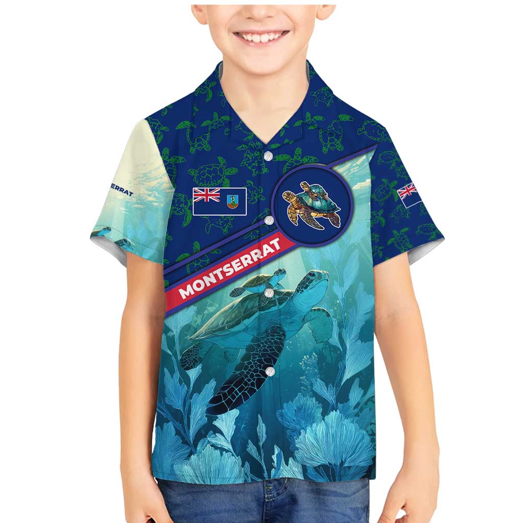 Montserrat Family Matching Mermaid Dress and Hawaiian Shirt with Sea Turtle Illustration Blue Underwater Ocean Design - Wonder Print Shop