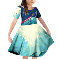 Montserrat Family Matching Off Shoulder Short Dress and Hawaiian Shirt with Sea Turtle Illustration Blue Underwater Ocean Design - Wonder Print Shop