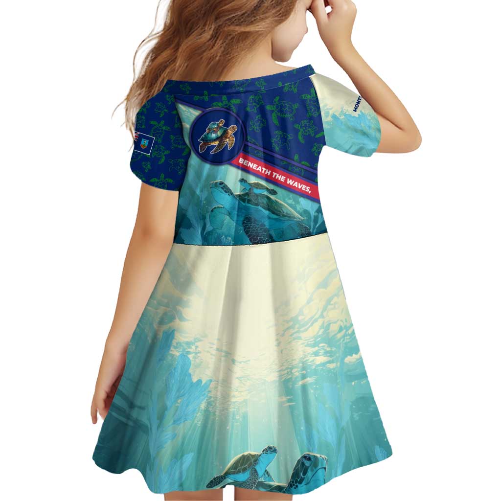 Montserrat Family Matching Off Shoulder Short Dress and Hawaiian Shirt with Sea Turtle Illustration Blue Underwater Ocean Design - Wonder Print Shop