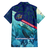 Montserrat Family Matching Off Shoulder Short Dress and Hawaiian Shirt with Sea Turtle Illustration Blue Underwater Ocean Design - Wonder Print Shop