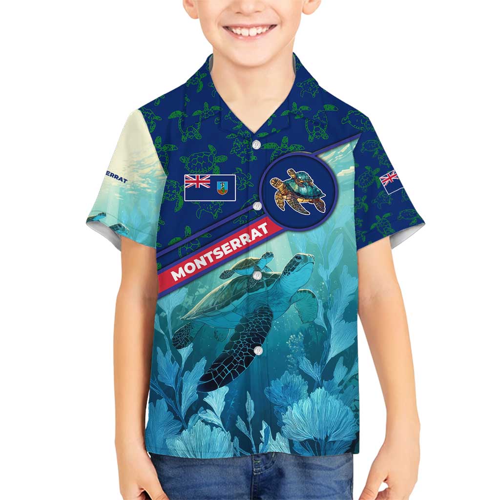Montserrat Family Matching Off Shoulder Short Dress and Hawaiian Shirt with Sea Turtle Illustration Blue Underwater Ocean Design - Wonder Print Shop