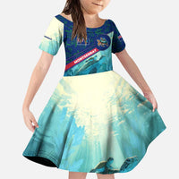 Montserrat Family Matching Puletasi and Hawaiian Shirt with Sea Turtle Illustration Blue Underwater Ocean Design - Wonder Print Shop