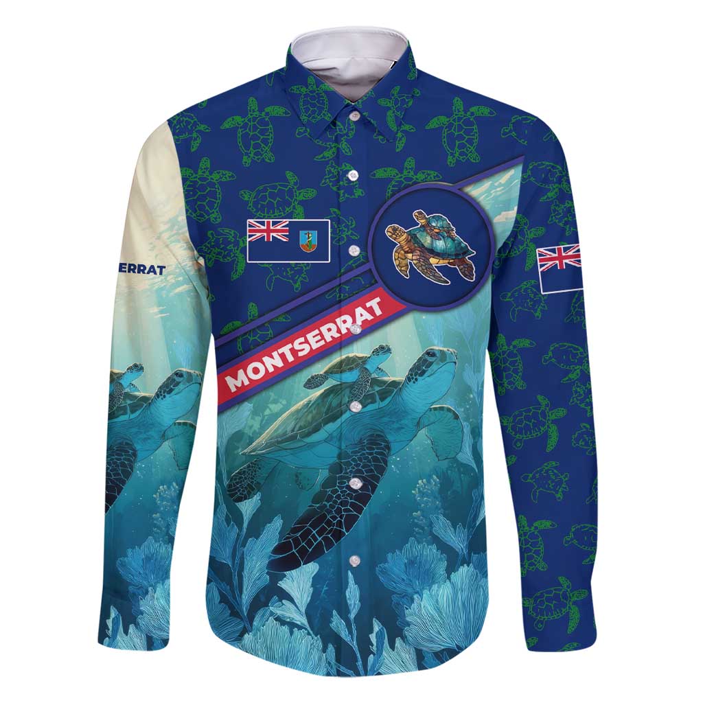 Montserrat Family Matching Short Sleeve Bodycon Dress and Hawaiian Shirt with Sea Turtle Illustration Blue Underwater Ocean Design - Wonder Print Shop