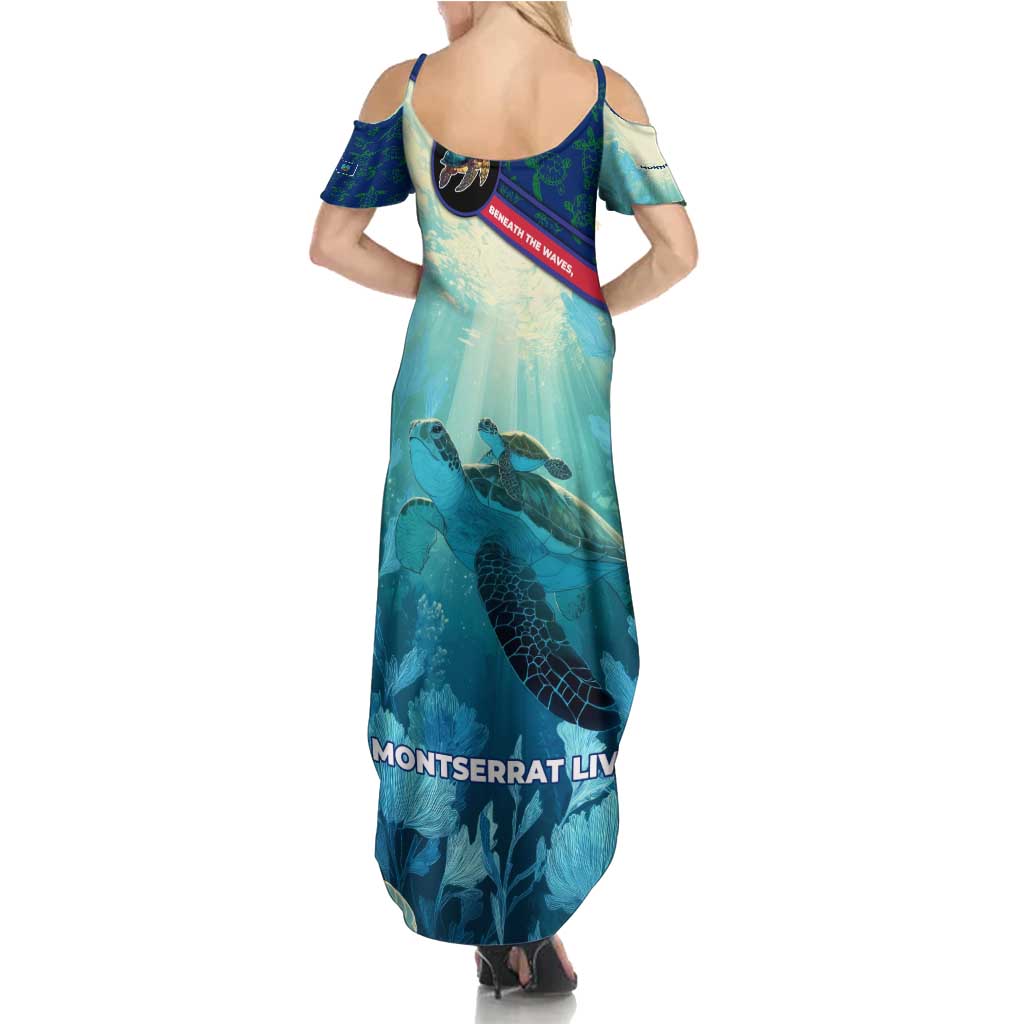 Montserrat Family Matching Summer Maxi Dress and Hawaiian Shirt with Sea Turtle Illustration Blue Underwater Ocean Design - Wonder Print Shop