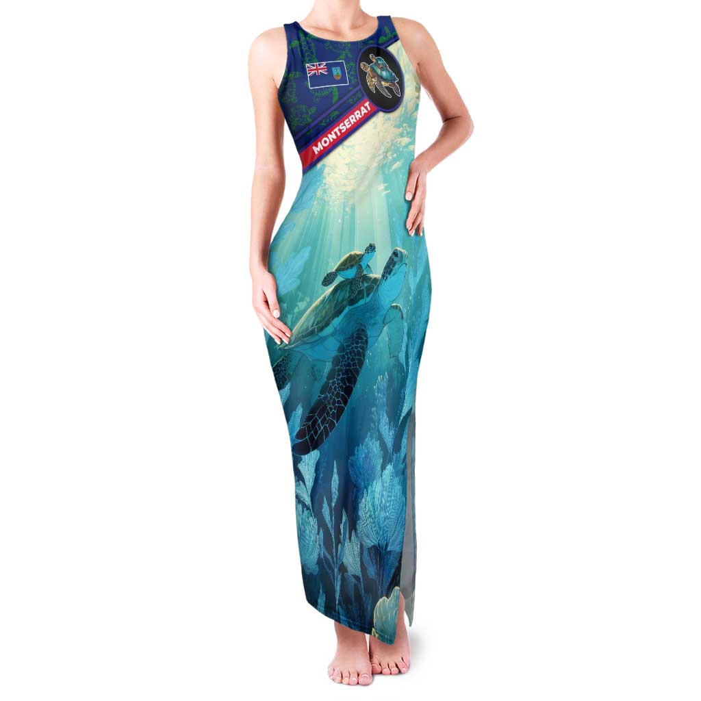 Montserrat Family Matching Tank Maxi Dress and Hawaiian Shirt with Sea Turtle Illustration Blue Underwater Ocean Design - Wonder Print Shop