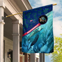 Montserrat Garden Flag with Sea Turtle Illustration Blue Underwater Ocean Design - Wonder Print Shop