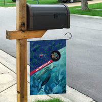 Montserrat Garden Flag with Sea Turtle Illustration Blue Underwater Ocean Design - Wonder Print Shop