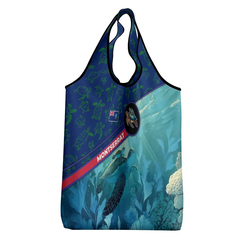 Montserrat Grocery Bag with Sea Turtle Illustration Blue Underwater Ocean Design - Wonder Print Shop