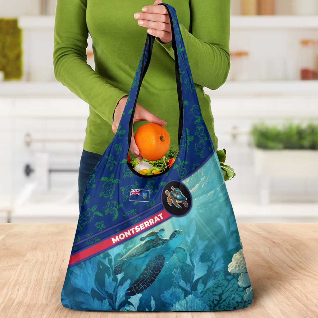 Montserrat Grocery Bag with Sea Turtle Illustration Blue Underwater Ocean Design - Wonder Print Shop