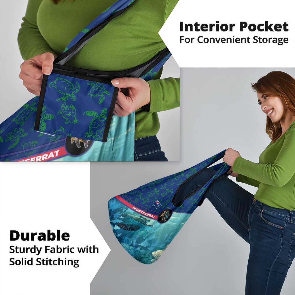 Montserrat Grocery Bag with Sea Turtle Illustration Blue Underwater Ocean Design - Wonder Print Shop