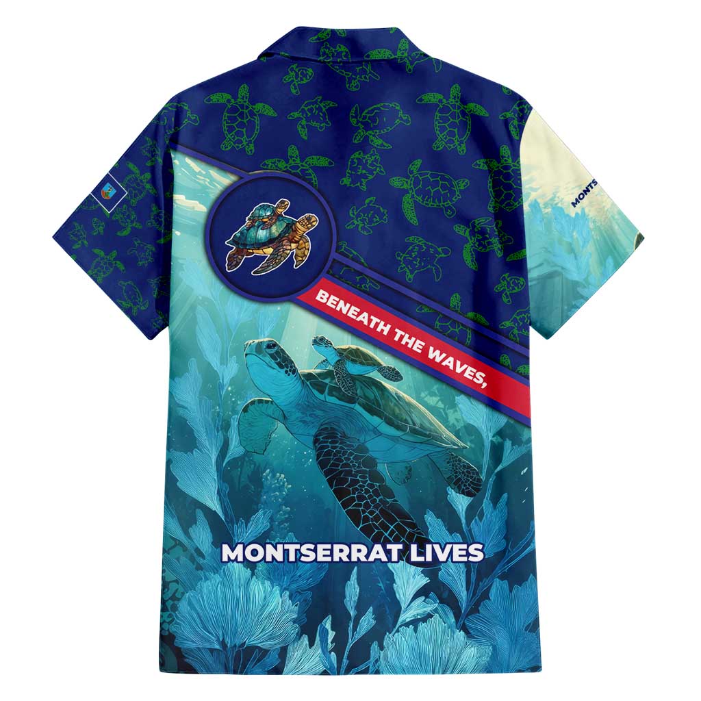 Montserrat Hawaiian Shirt with Sea Turtle Illustration Blue Underwater Ocean Design - Wonder Print Shop