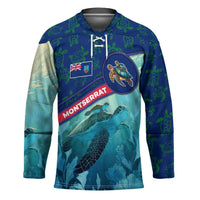 Montserrat Hockey Jersey with Sea Turtle Illustration Blue Underwater Ocean Design - Wonder Print Shop
