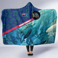 Montserrat Hooded Blanket with Sea Turtle Illustration Blue Underwater Ocean Design - Wonder Print Shop