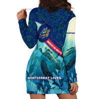 Montserrat Hoodie Dress with Sea Turtle Illustration Blue Underwater Ocean Design - Wonder Print Shop