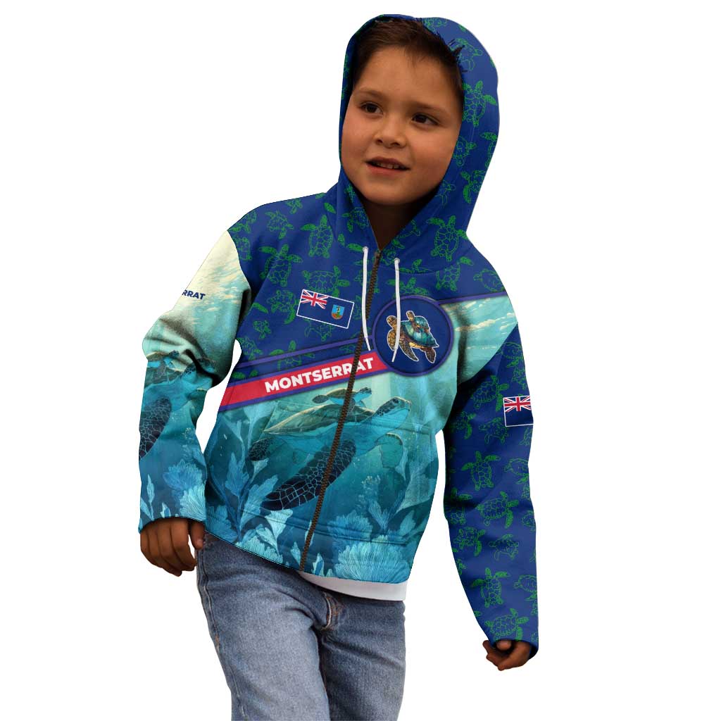Montserrat Kid Hoodie with Sea Turtle Illustration Blue Underwater Ocean Design - Wonder Print Shop