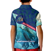 Montserrat Kid Polo Shirt with Sea Turtle Illustration Blue Underwater Ocean Design - Wonder Print Shop