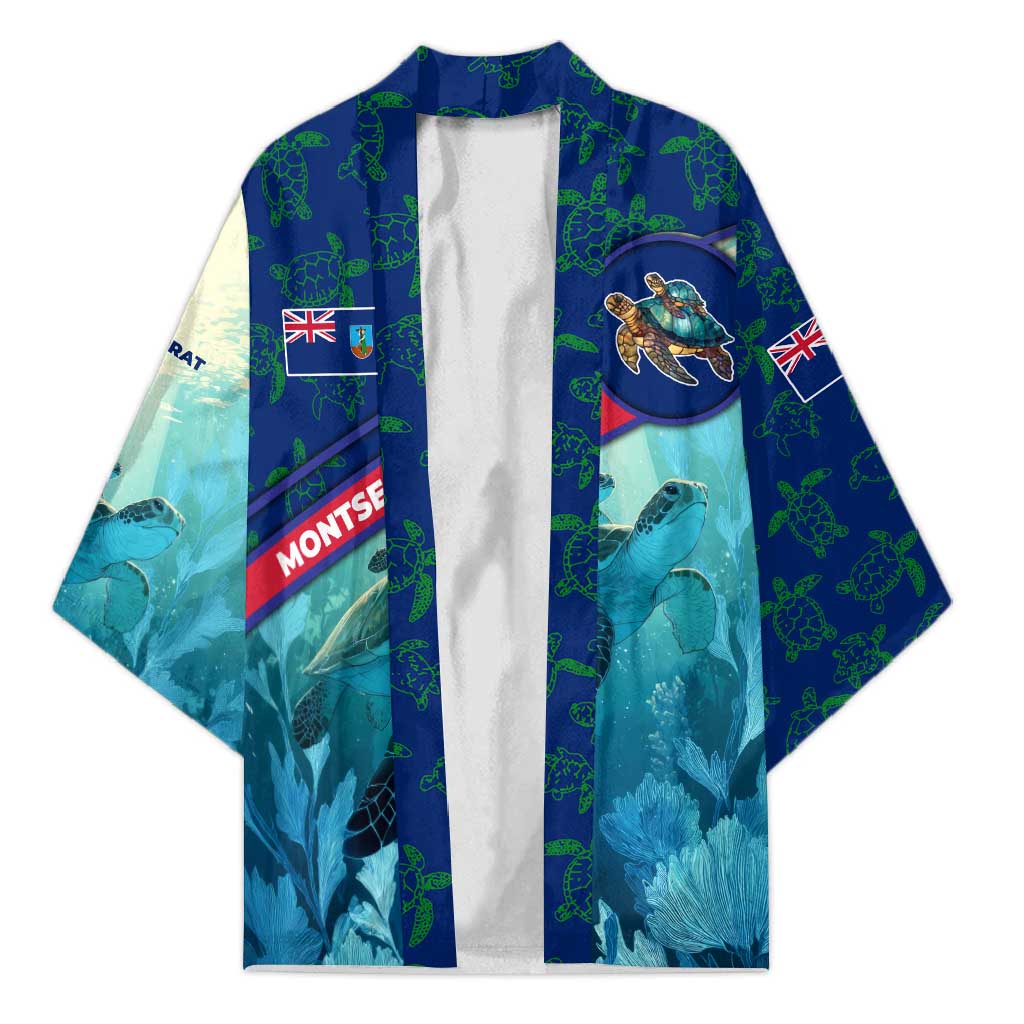 Montserrat Kimono with Sea Turtle Illustration Blue Underwater Ocean Design - Wonder Print Shop