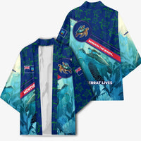 Montserrat Kimono with Sea Turtle Illustration Blue Underwater Ocean Design - Wonder Print Shop