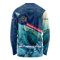 Montserrat Long Sleeve Shirt with Sea Turtle Illustration Blue Underwater Ocean Design - Wonder Print Shop