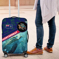 Montserrat Luggage Cover with Sea Turtle Illustration Blue Underwater Ocean Design - Wonder Print Shop