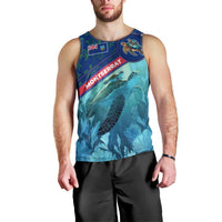 Montserrat Men Tank Top with Sea Turtle Illustration Blue Underwater Ocean Design - Wonder Print Shop