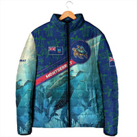 Montserrat Padded Jacket with Sea Turtle Illustration Blue Underwater Ocean Design - Wonder Print Shop