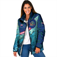 Montserrat Padded Jacket with Sea Turtle Illustration Blue Underwater Ocean Design - Wonder Print Shop