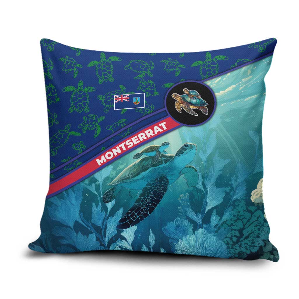 Montserrat Pillow Cover with Sea Turtle Illustration Blue Underwater Ocean Design - Wonder Print Shop