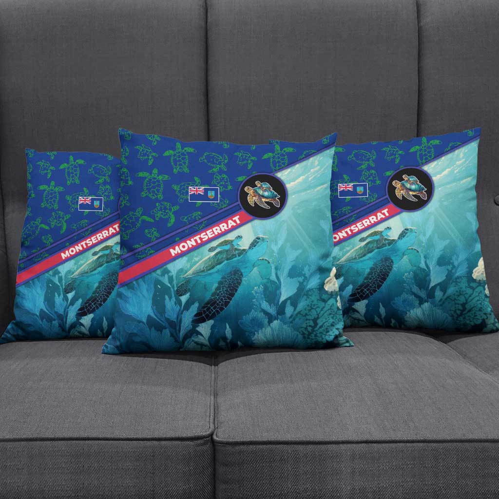 Montserrat Pillow Cover with Sea Turtle Illustration Blue Underwater Ocean Design - Wonder Print Shop
