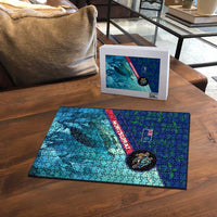 Montserrat Puzzle with Sea Turtle Illustration Blue Underwater Ocean Design - Wonder Print Shop