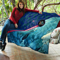 Montserrat Quilt with Sea Turtle Illustration Blue Underwater Ocean Design - Wonder Print Shop