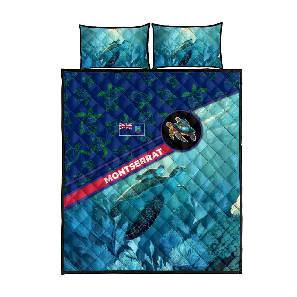 Montserrat Quilt Bed Set with Sea Turtle Illustration Blue Underwater Ocean Design - Wonder Print Shop