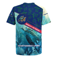 Montserrat Rugby Jersey with Sea Turtle Illustration Blue Underwater Ocean Design - Wonder Print Shop