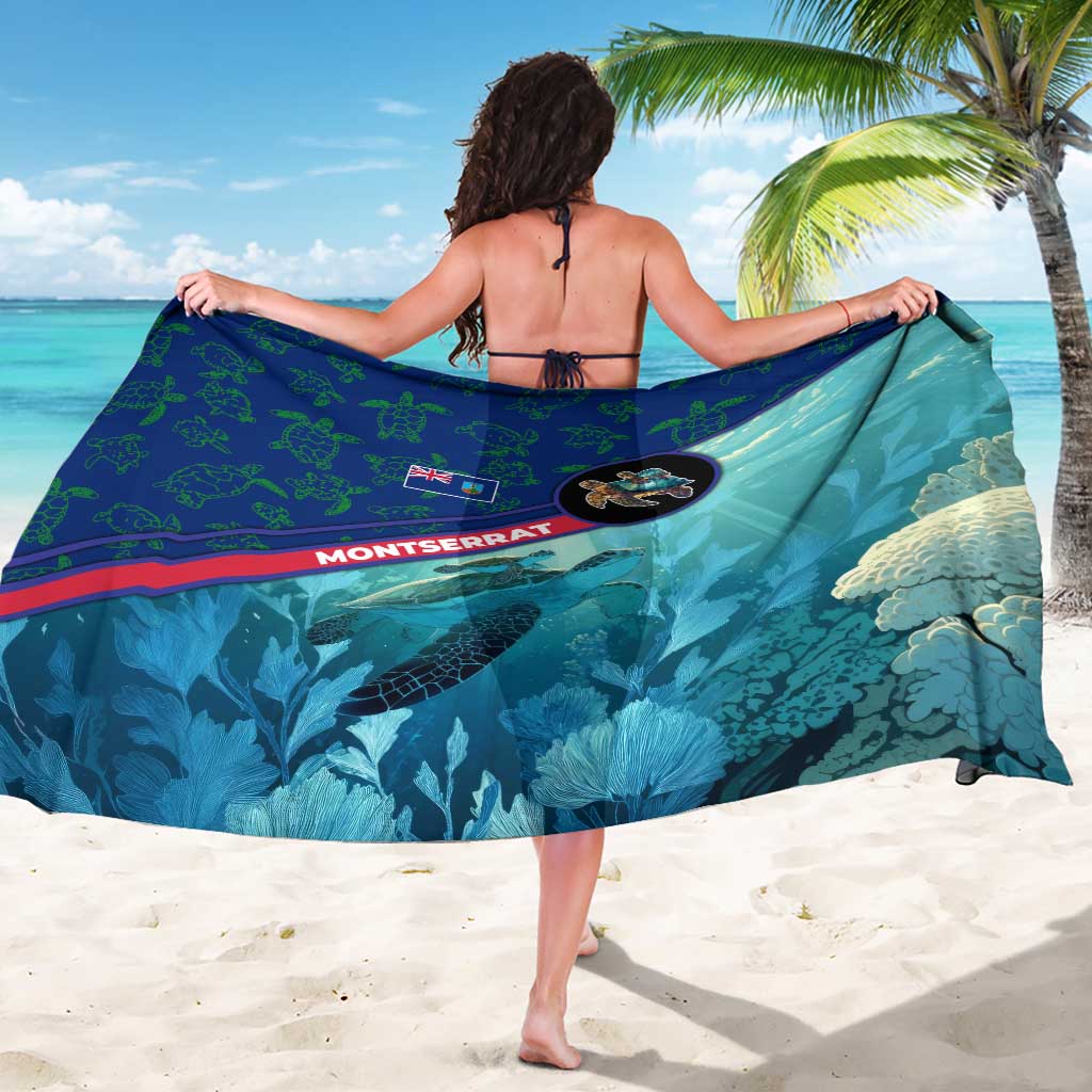 Montserrat Sarong with Sea Turtle Illustration Blue Underwater Ocean Design - Wonder Print Shop