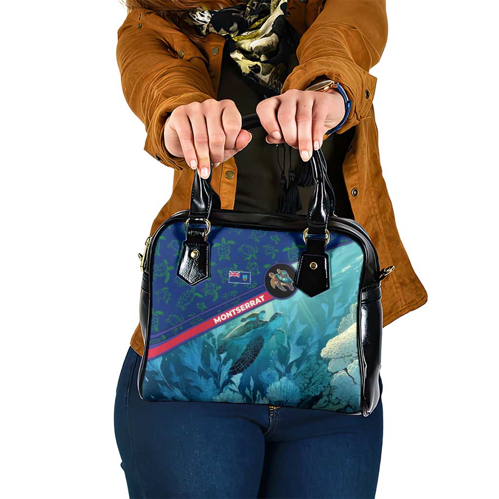 Montserrat Shoulder Handbag with Sea Turtle Illustration Blue Underwater Ocean Design - Wonder Print Shop